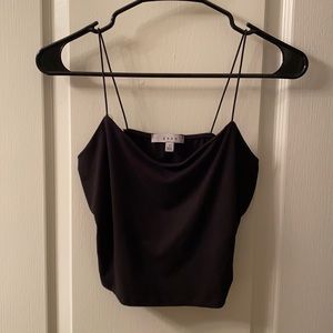 Black Spaghetti Strap Cow Neck Crop Top Stretchy-Straps Too!